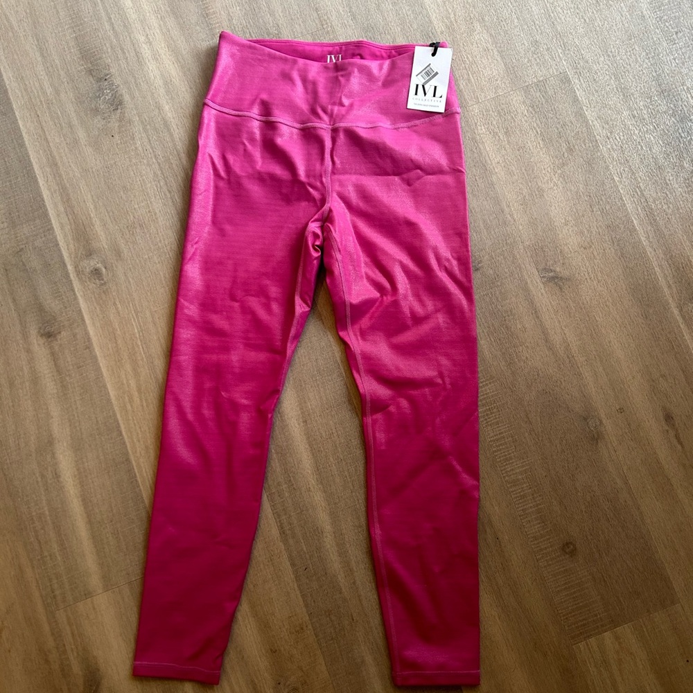 IVL Collective Shimmer Pink High Rise Leggings Sparkle BRAND NEW Barbiecore